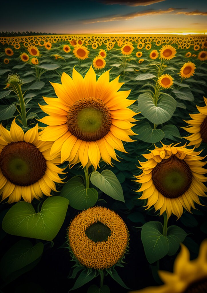 Sun flowers created with AI and Photoshop