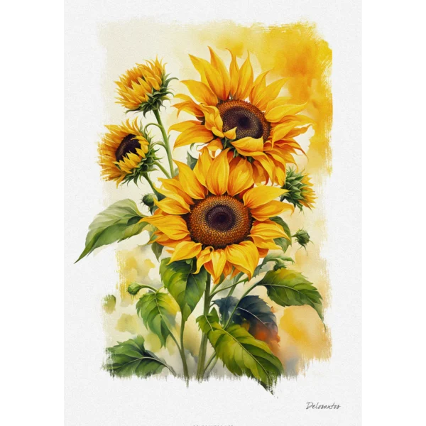 Sunflowers Watercolor t-shirt by Delosantos Design