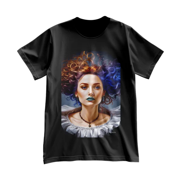 Woman with red hair t-shirt by Delosantos Design