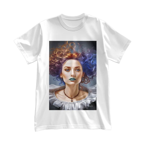 Woman with red hair t-shirt by Delosantos Design