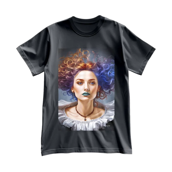 Woman with red hair t-shirt by Delosantos Design